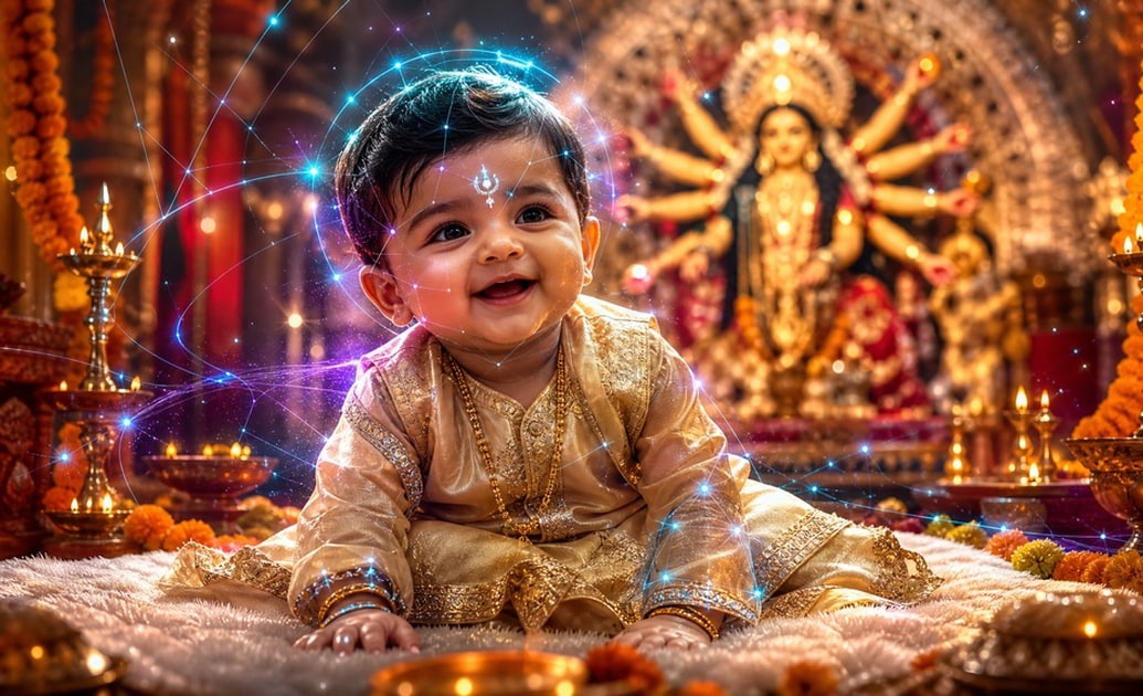 Generate divine Durga Puja baby portraits with AI