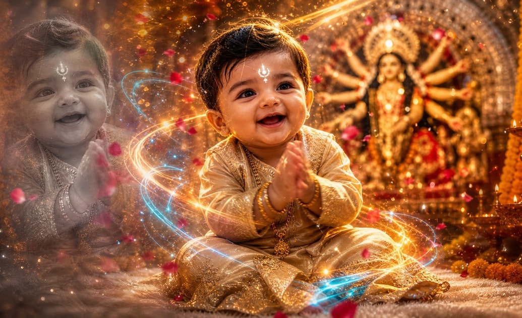 Animate your Durga Puja baby photo prompt creations