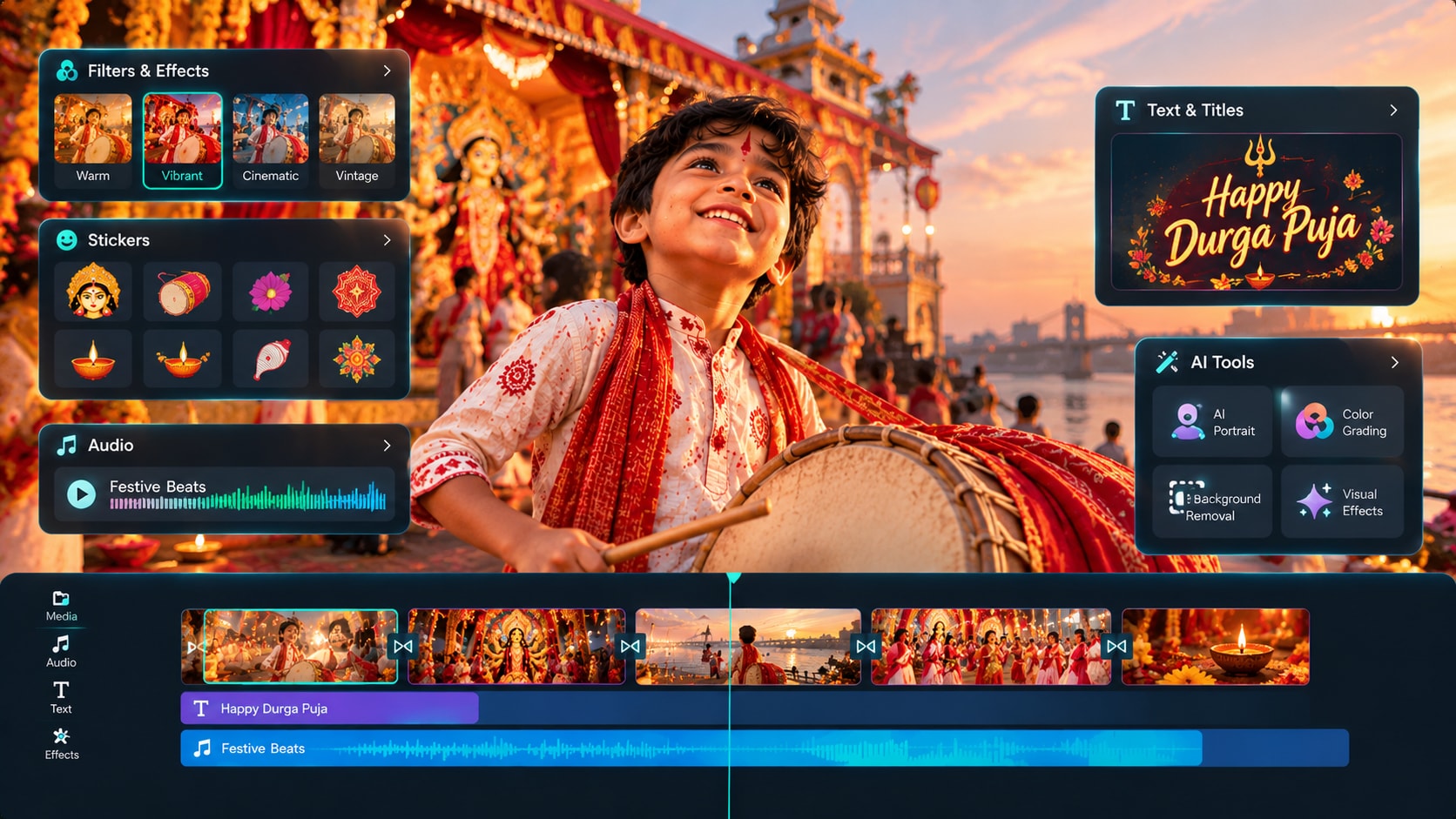 All-in-one festive editing suite for durga puja