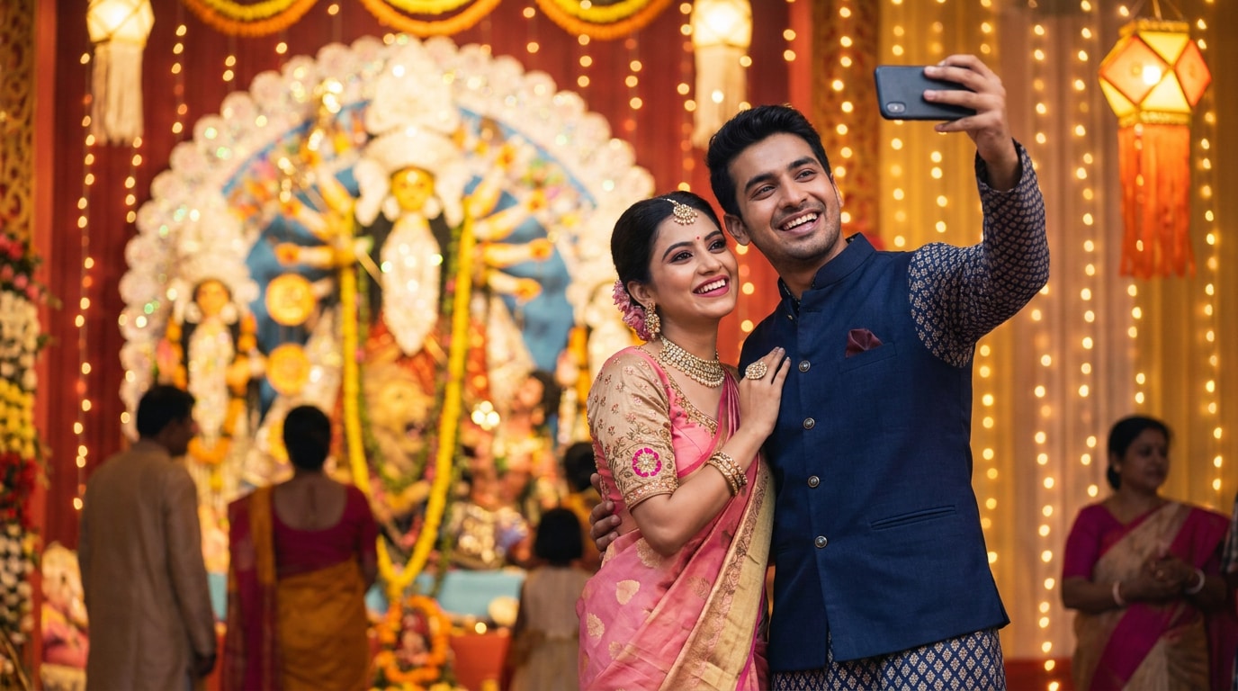 Viral Durga Puja couple photos