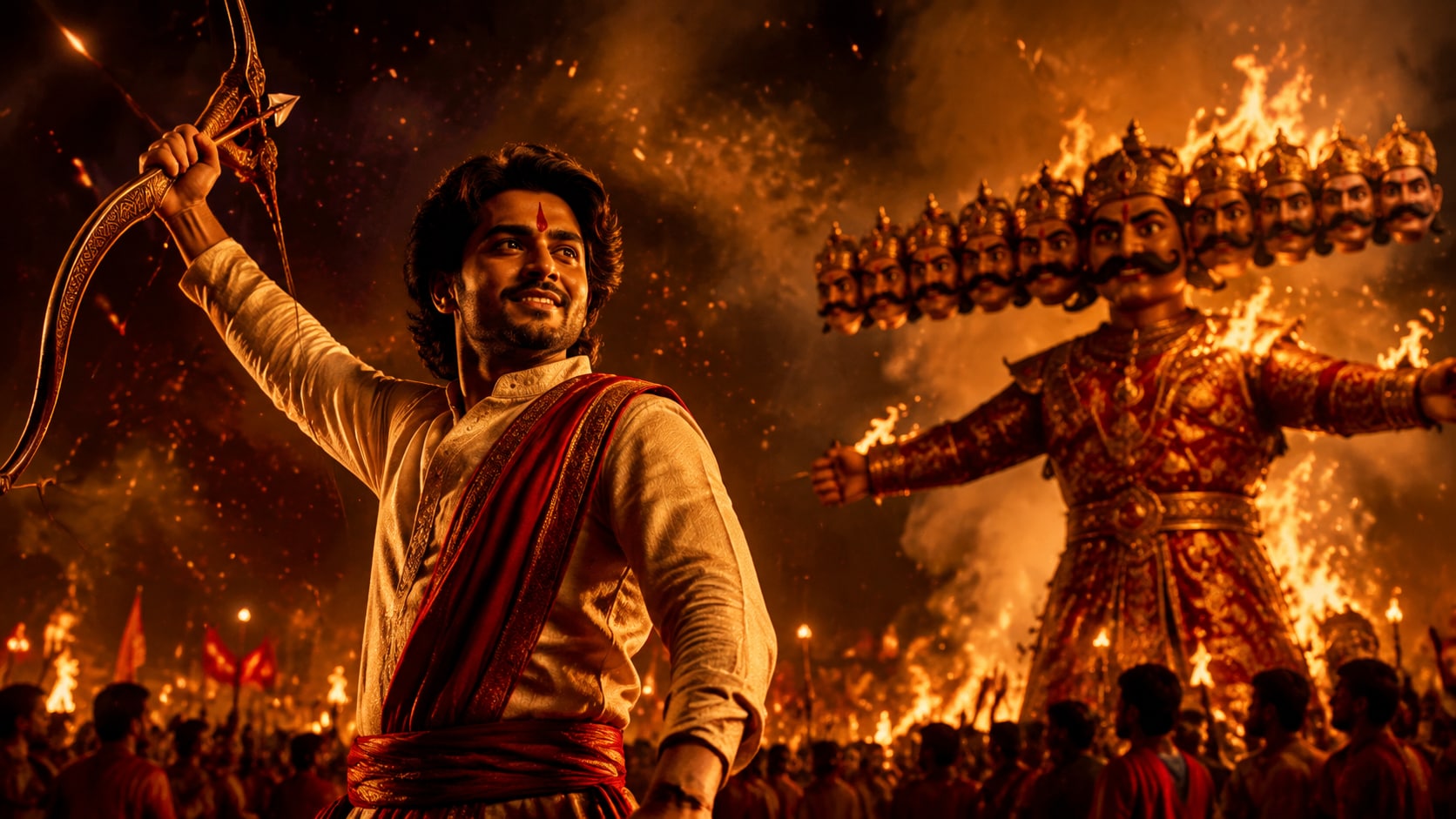 Filmora AI image generator creating Dussehra ai prompt visuals