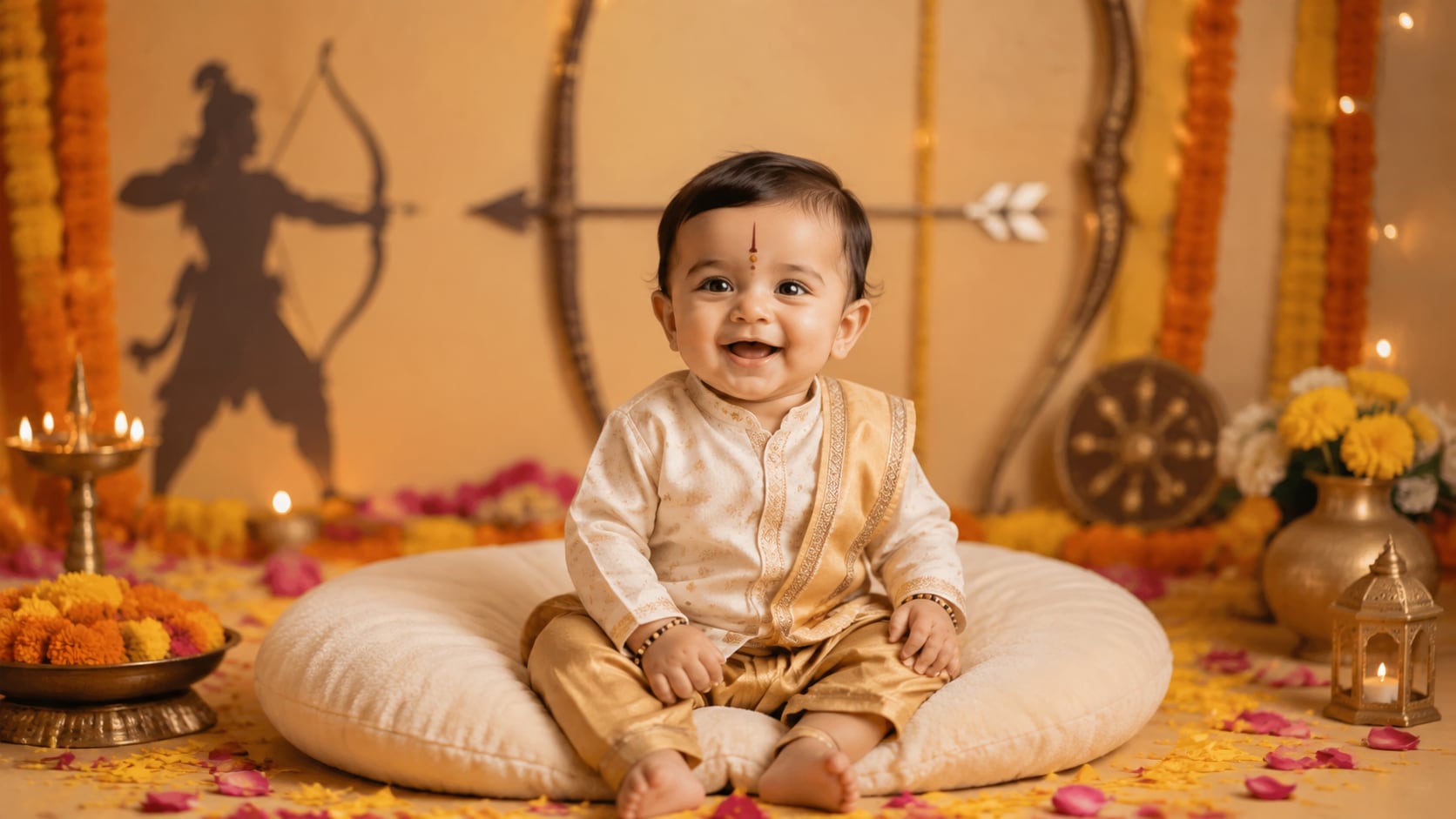 Filmora AI image generator creating Dussehra baby prompt visuals