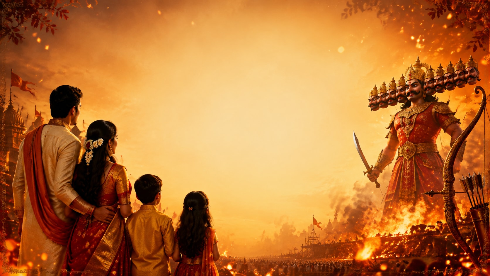 Dussehra family prompt still image converted into video in Filmora