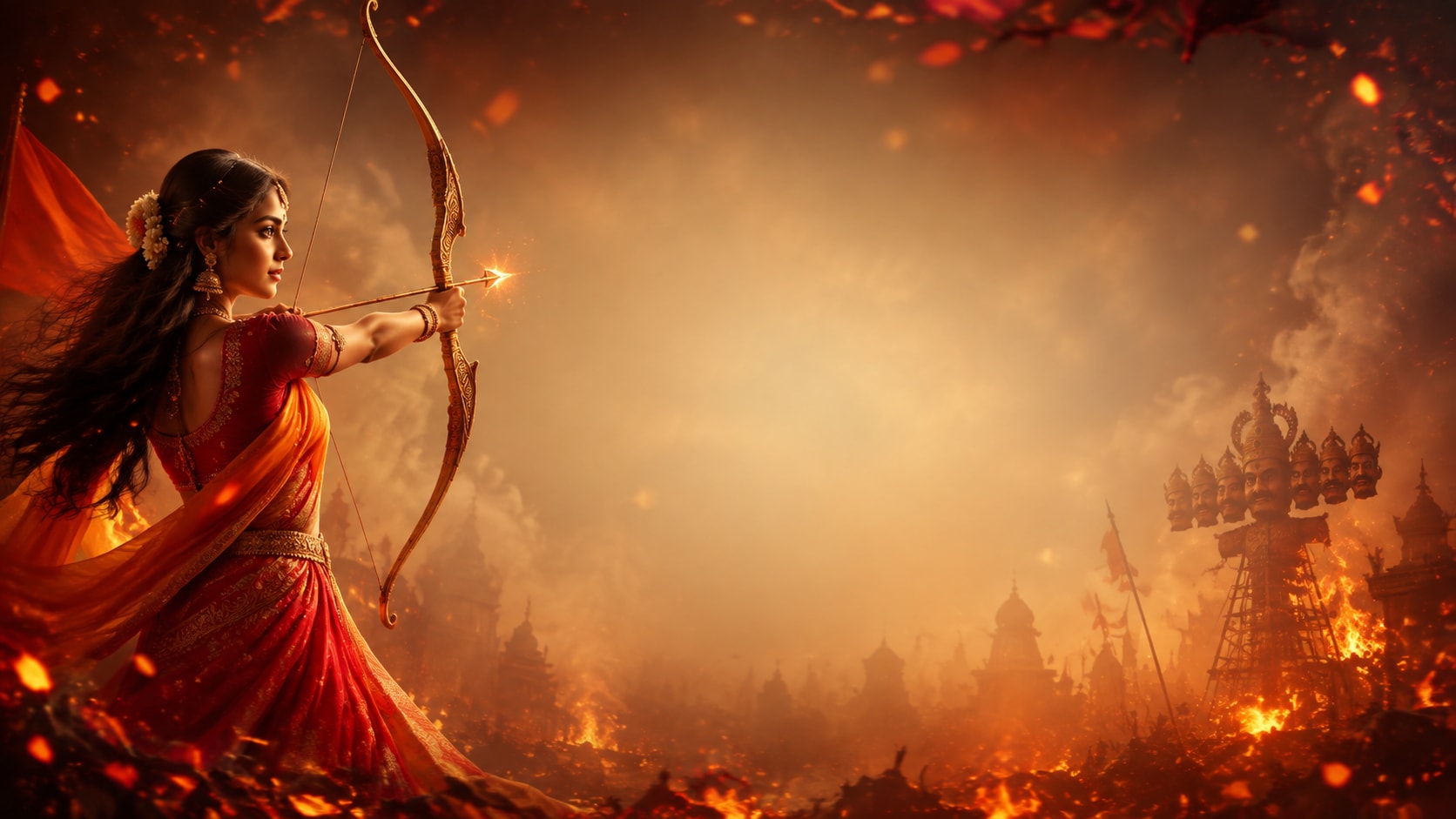 Dussehra girl prompt still image converted into video in Filmora