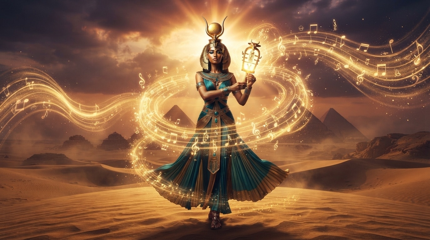 Craft soundscapes for an egyptian female deity prompt