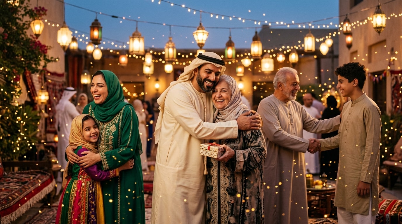 Animated Eid Mubarak greeting video created with AI