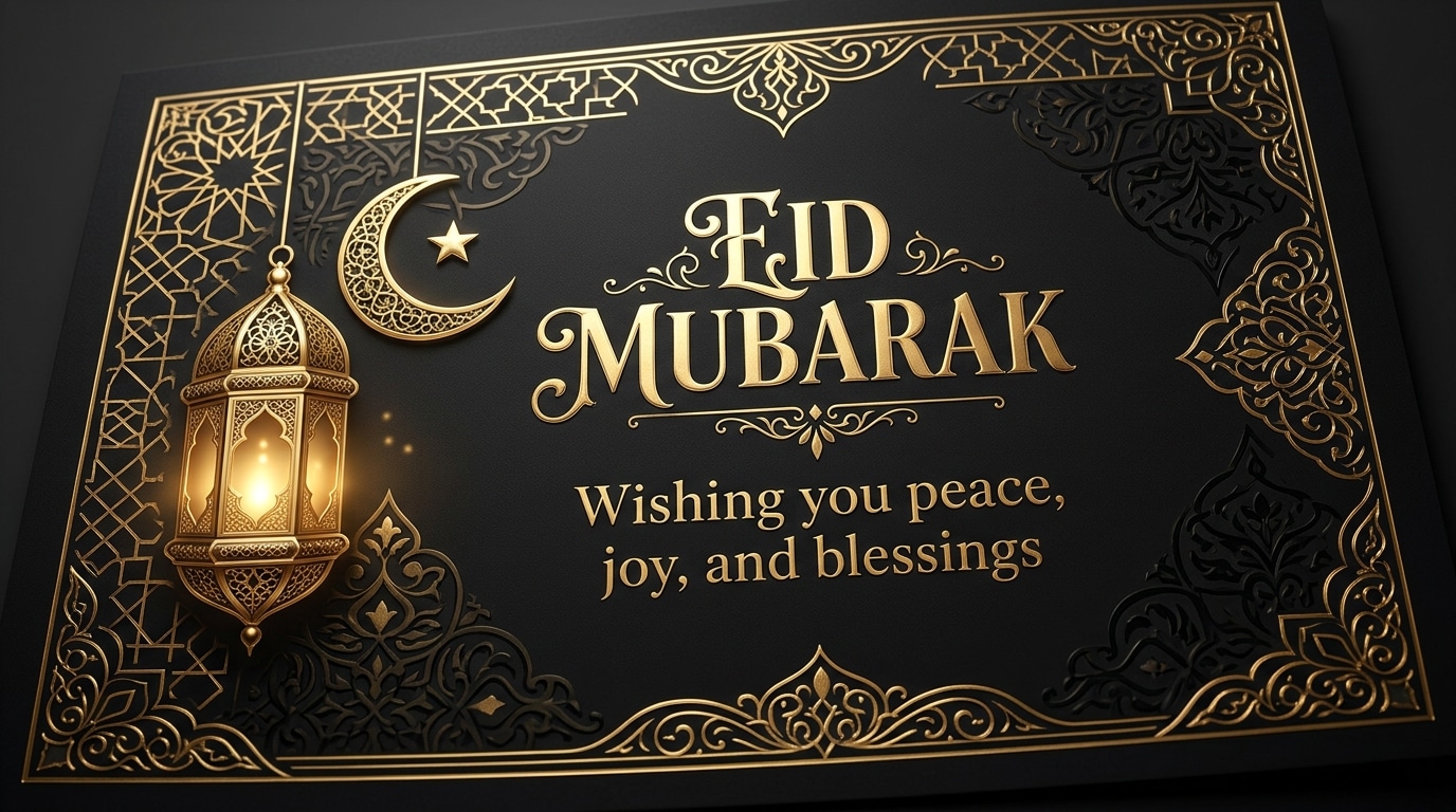 Eid Mubarak wish with elegant text effects