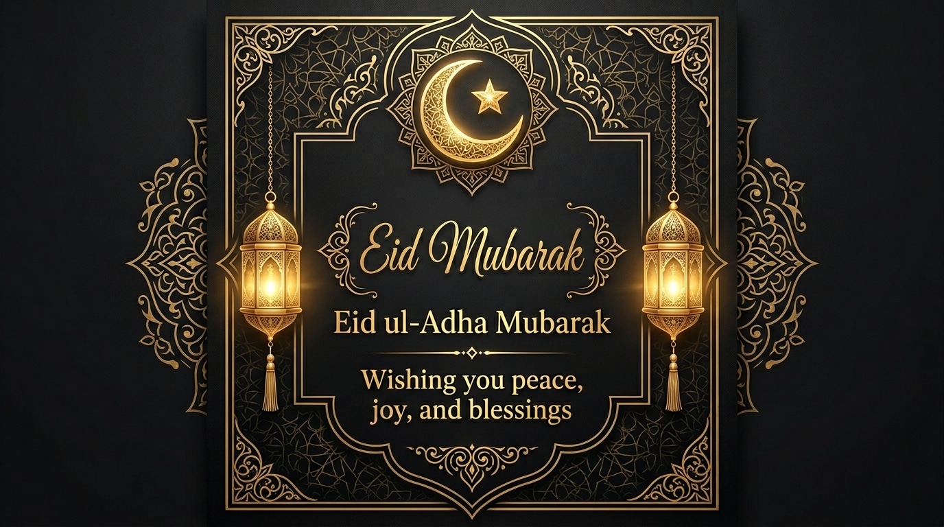Eid Mubarak text effects and calligraphy on a card