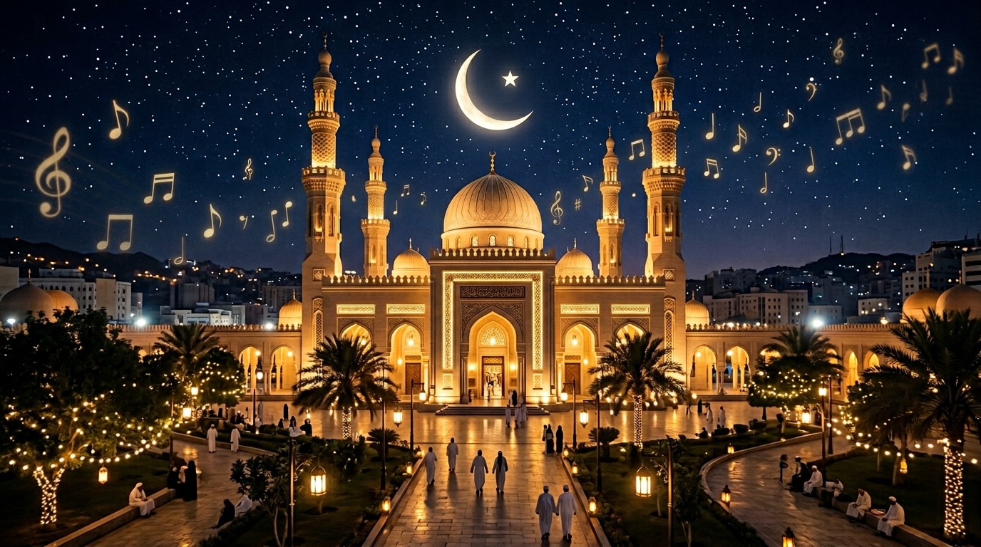 Adding music and sound effects to an Eid card video