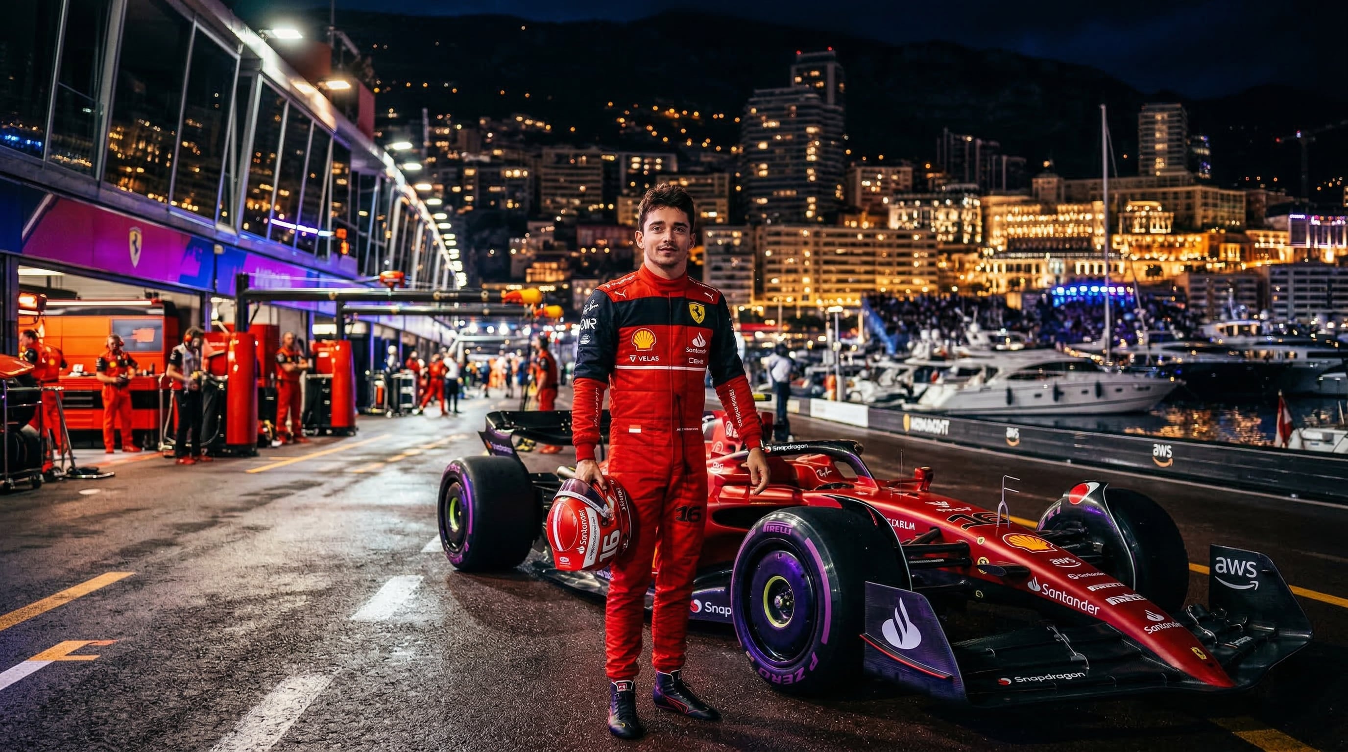 monaco course de nuit pit lane