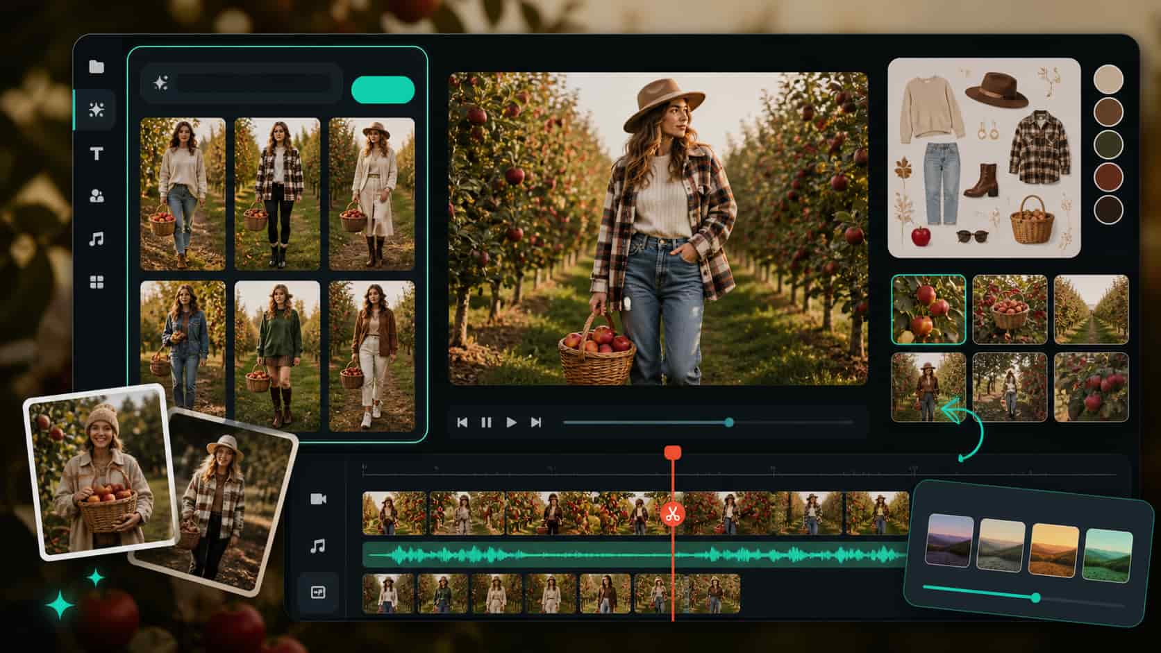 Generate apple picking outfit ideas in Filmora