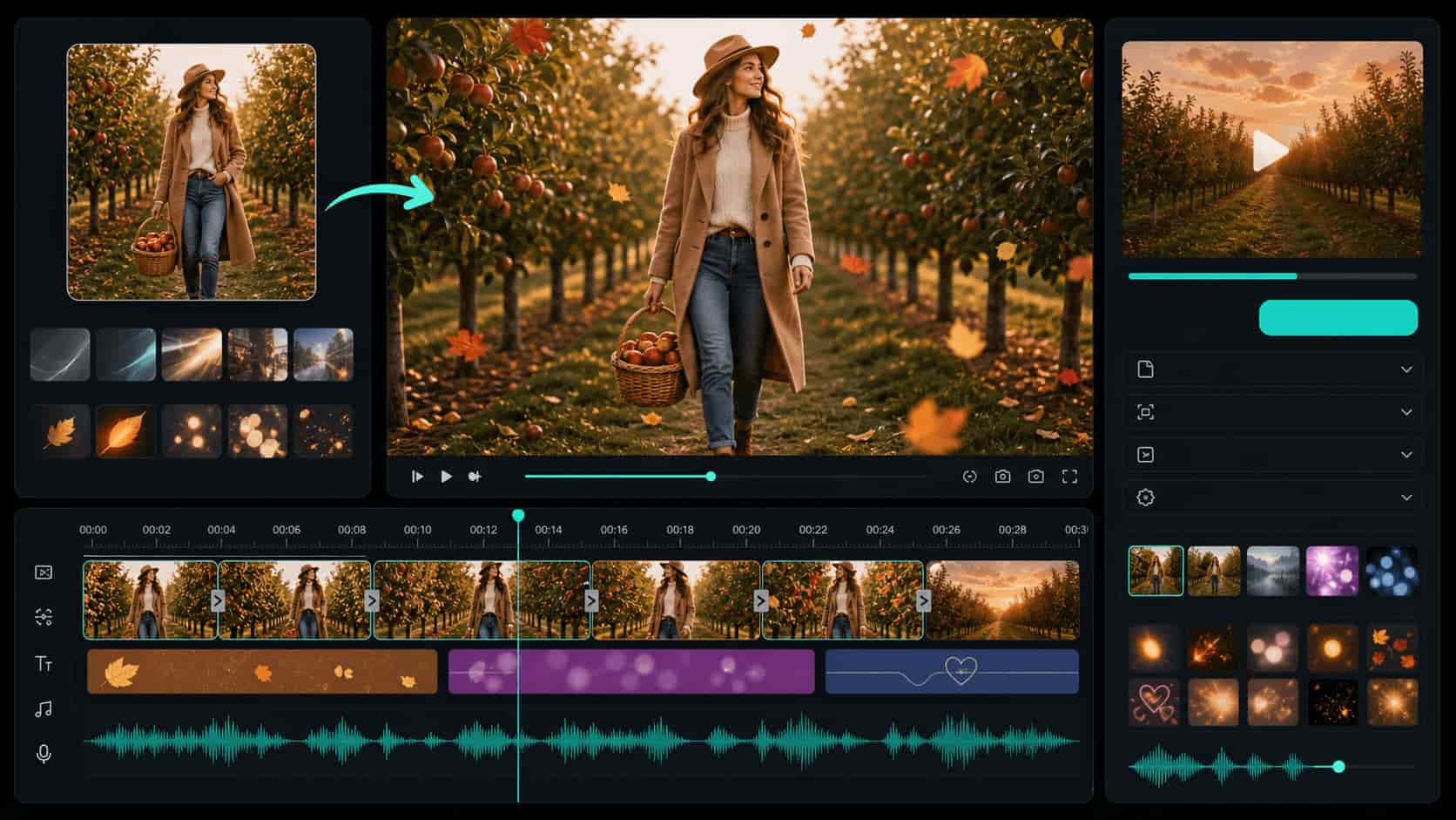 Turn apple picking outfit photos into short videos