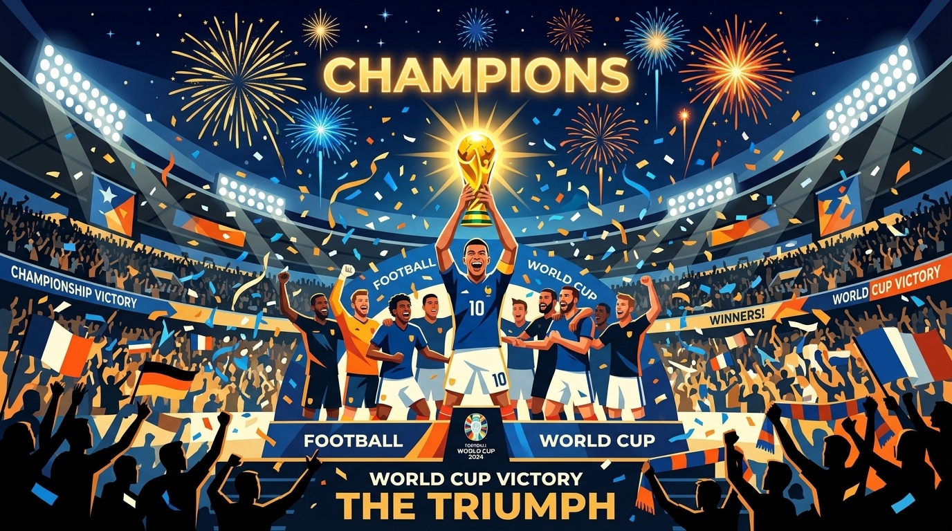 Celebrate victories with a world cup trophy illustration