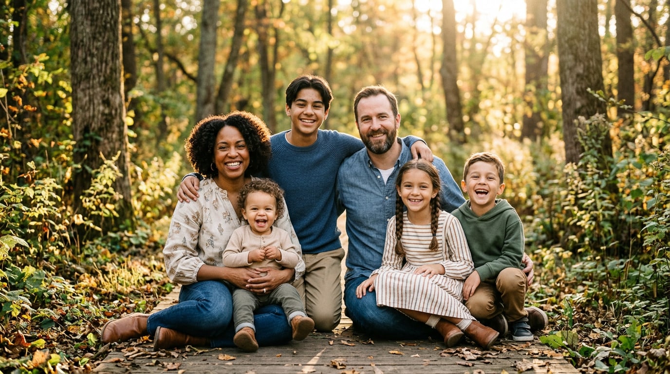 Kids family portrait prompts and group shots