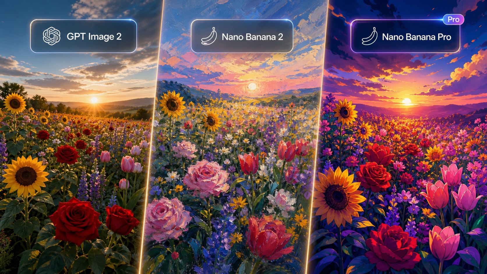 Built-in multi-model AI flower field image generator