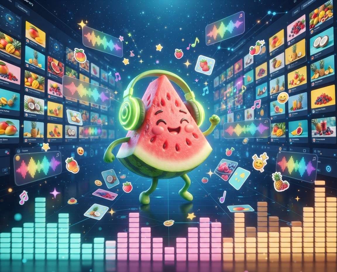 AI video editing for animated fruits