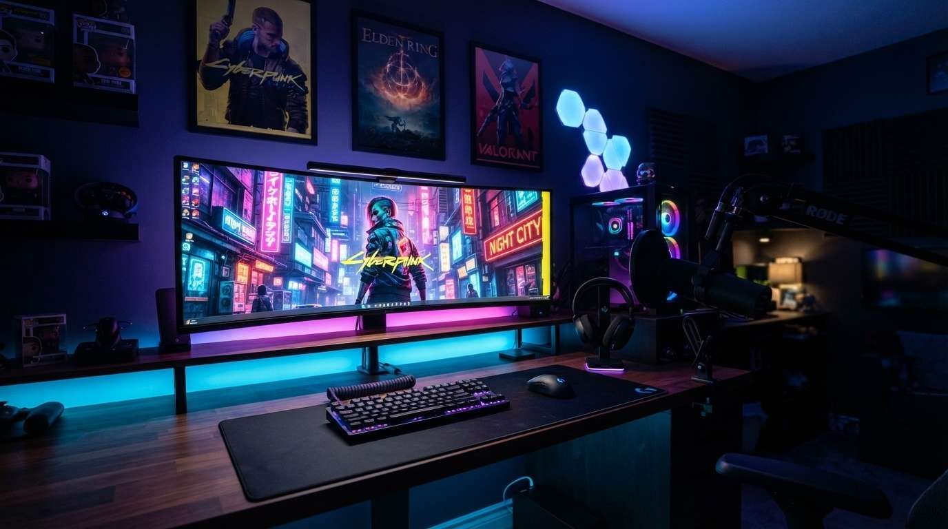 Level up streaming setup with gamer posters