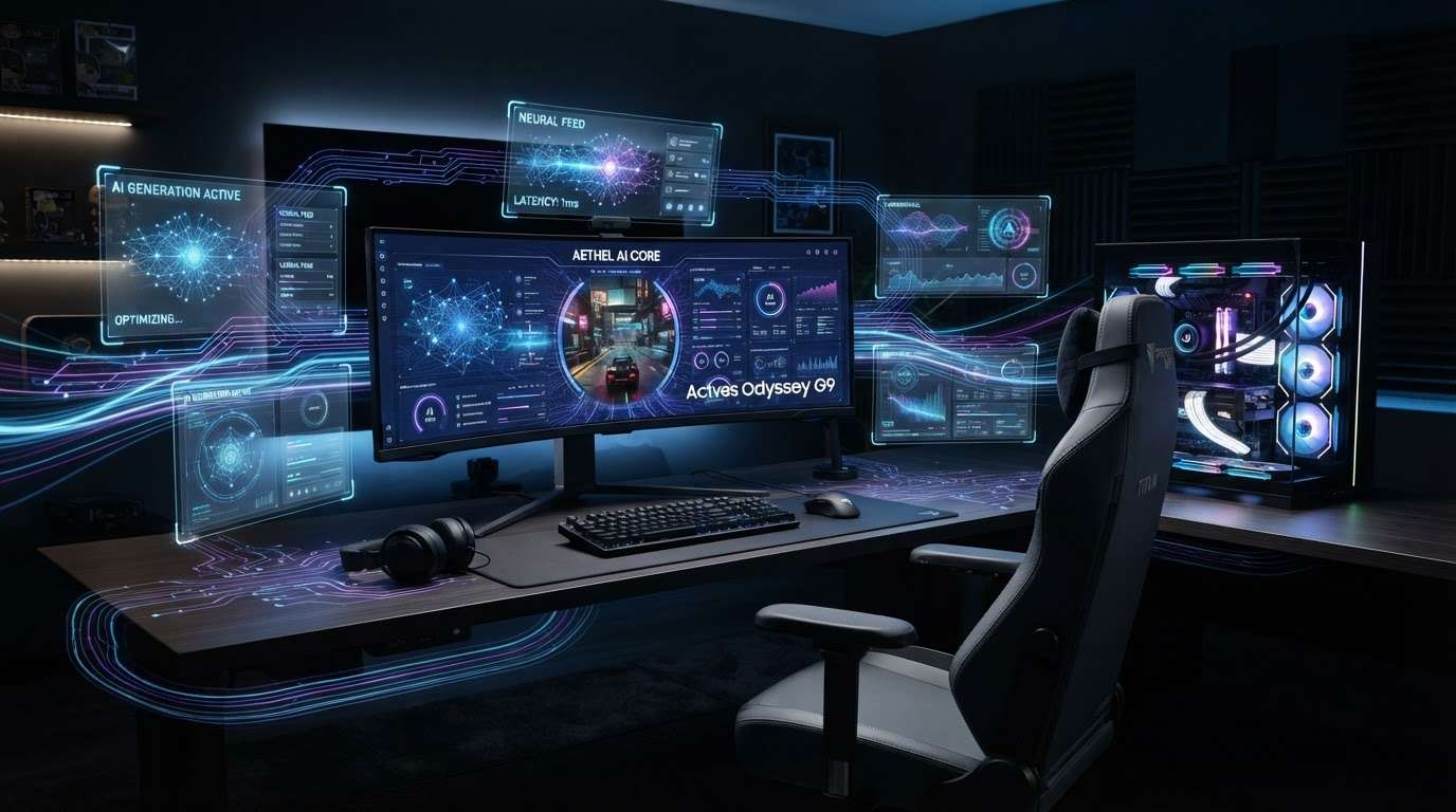 AI text to image template for gaming desk setup