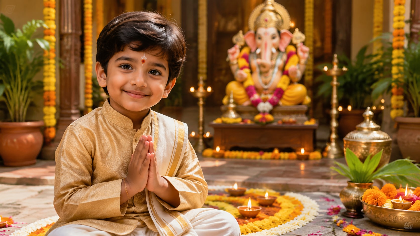 Nano Banana model creating Ganesh Chaturthi boy prompt style variants