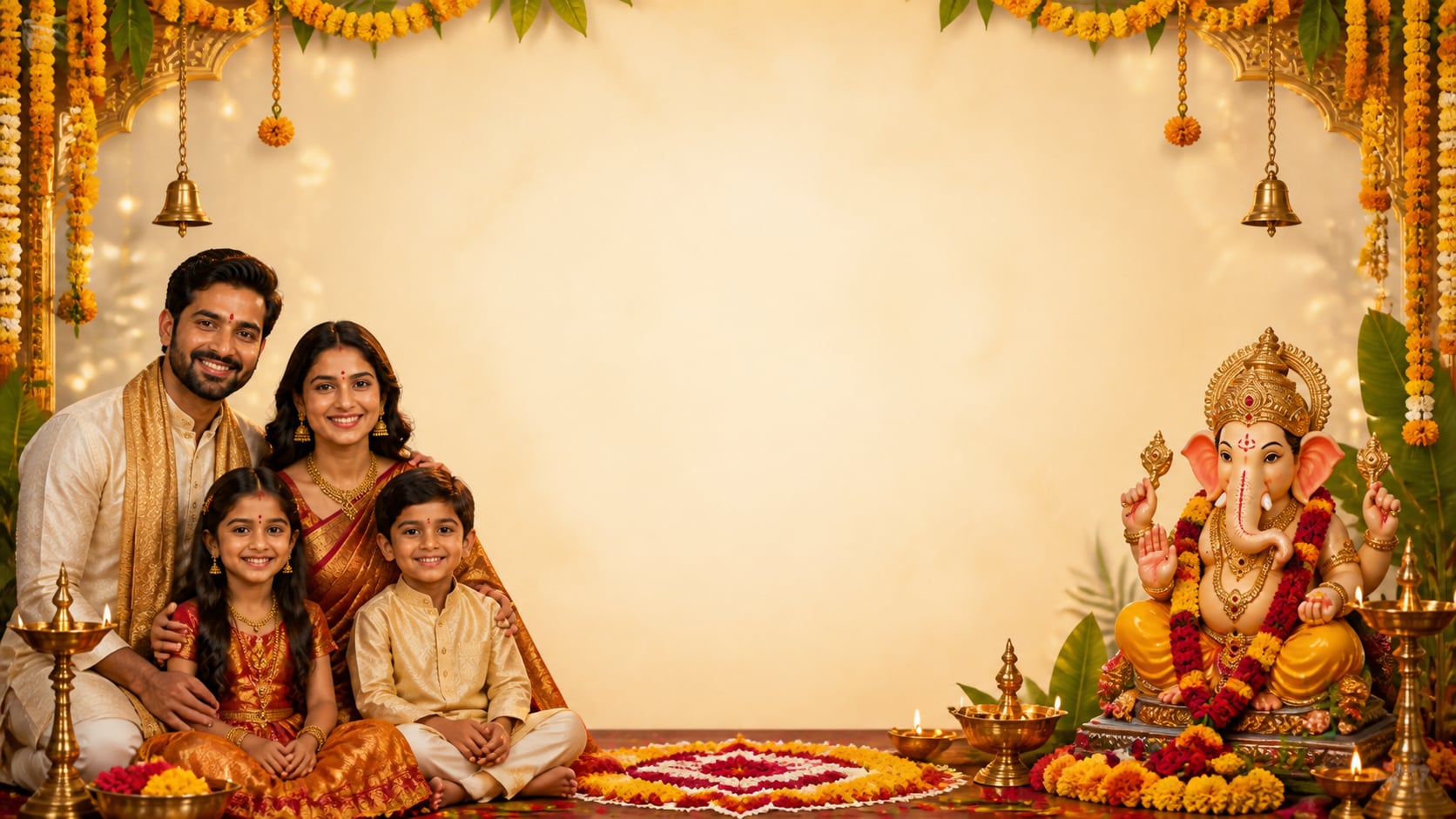 Ganesh Chaturthi family prompt still image converted into video in Filmora