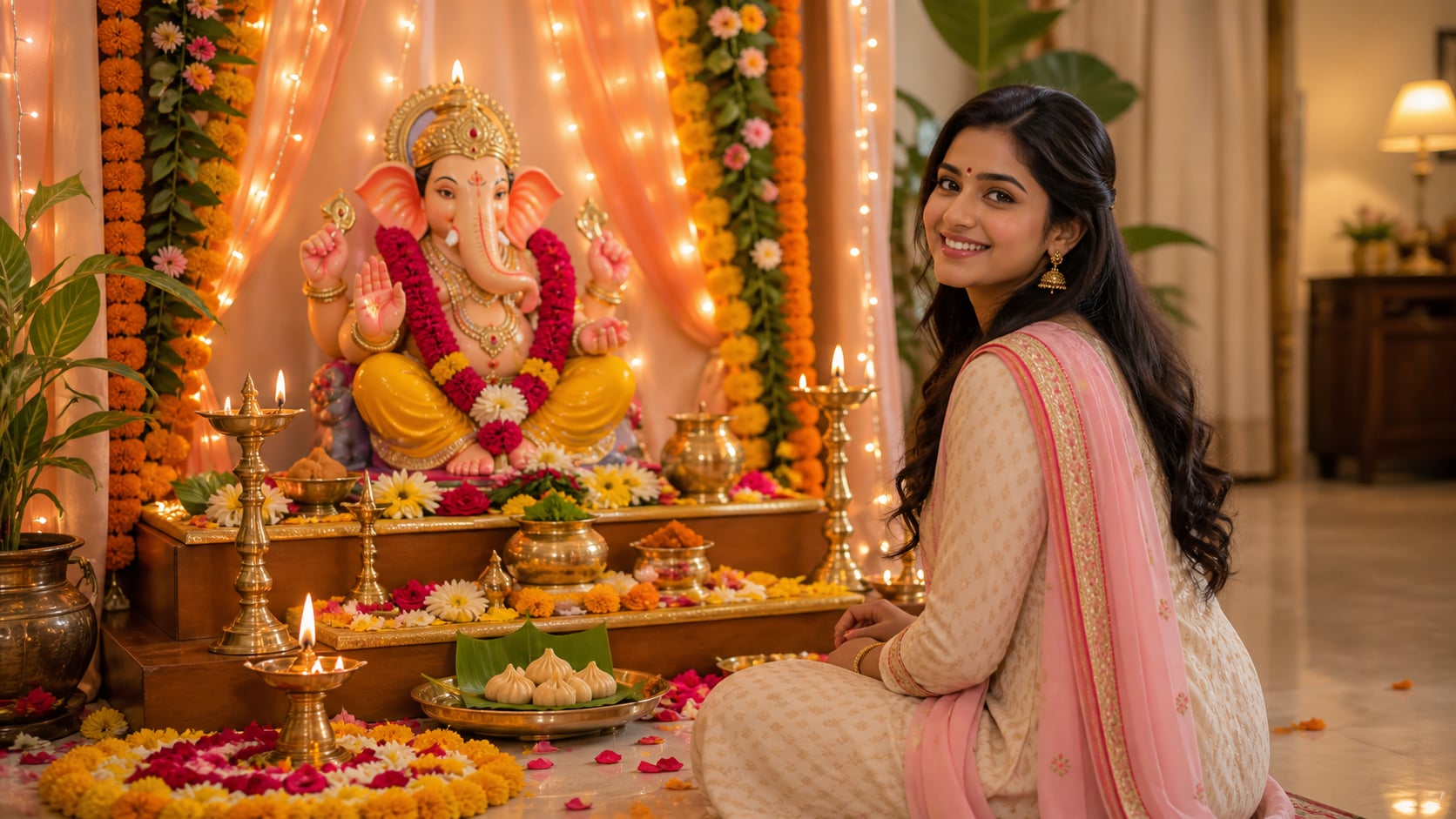 GPT Image 2 creating controlled Ganesh Chaturthi girl prompt results