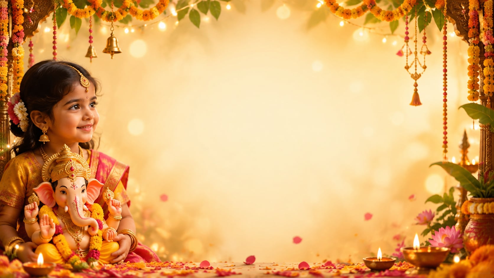 Ganesh Chaturthi girl prompt still image converted into video in Filmora