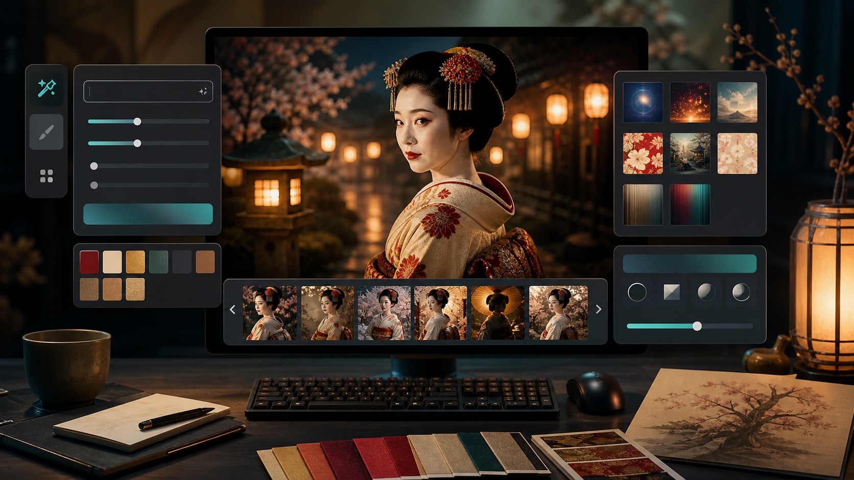 Generate respectful geisha prompt portraits with Filmora AI Image Generator