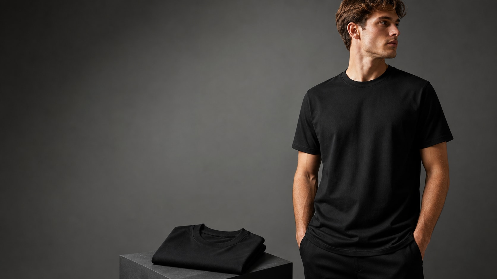 black T-shirt mockup animated into a video ad asset