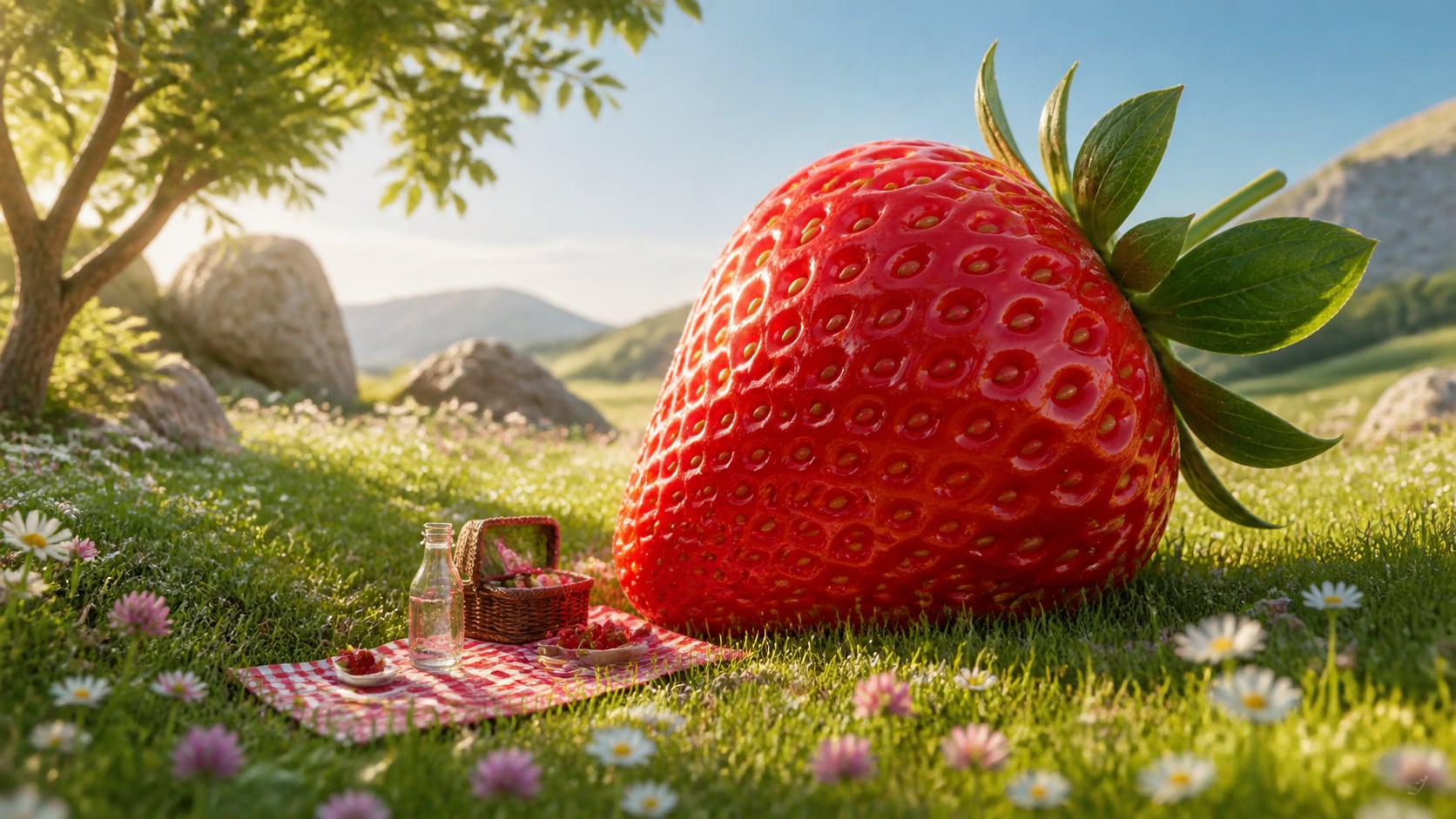 Filmora AI image generator creating Gemini AI giant fruit photo prompt visuals