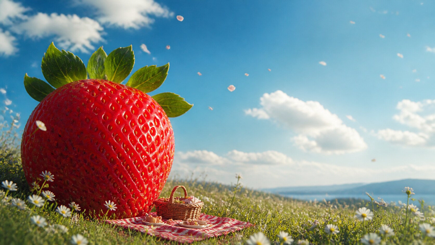 Gemini AI giant fruit photo prompt still image converted into video in Filmora
