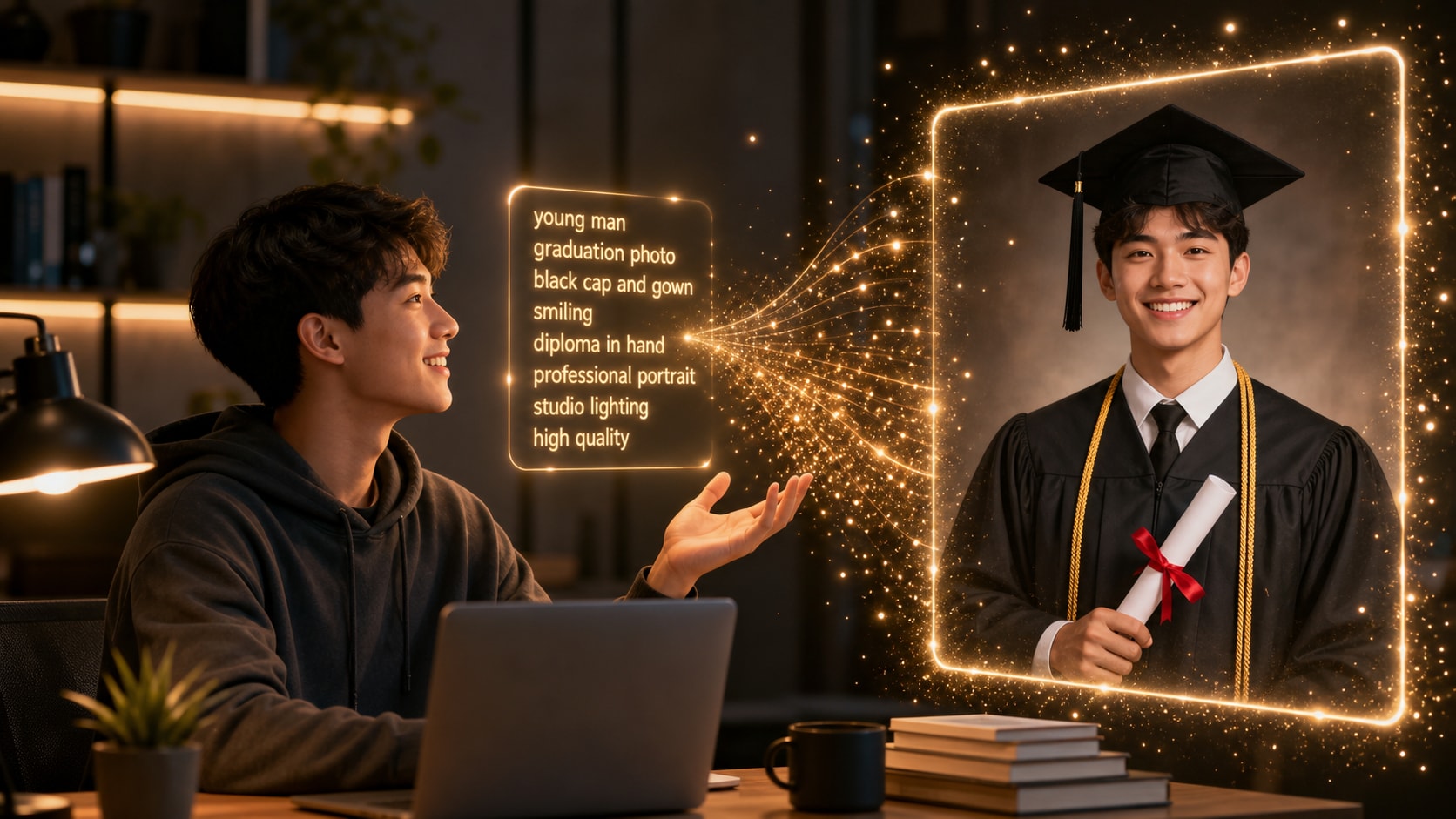 Effortless copy paste generation for AI graduation images