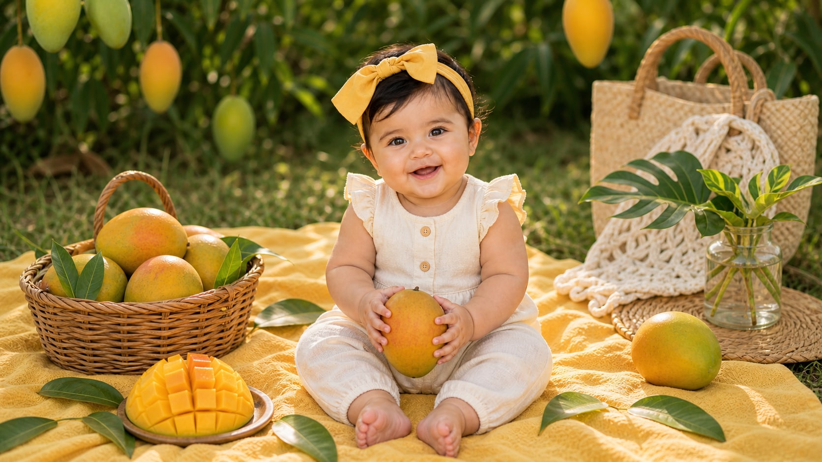 mango picnic baby photo prompt feature image