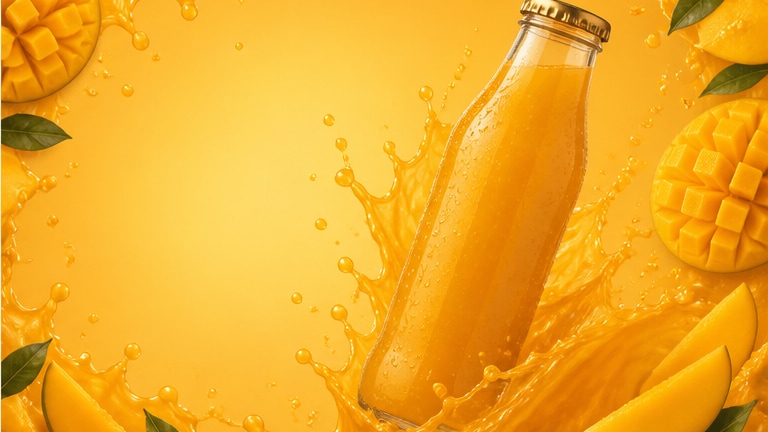 Gemini AI mango drink ad prompt still image converted into video in Filmora