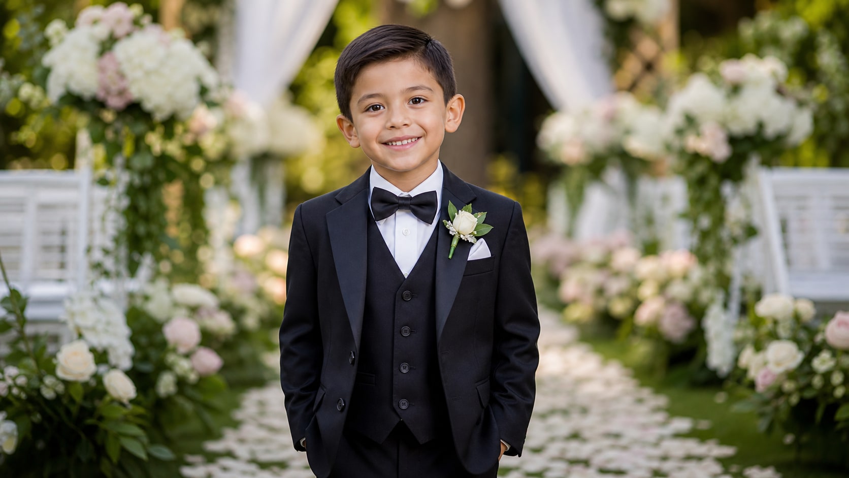 kids formal suit prompt feature for wedding and family event scenes