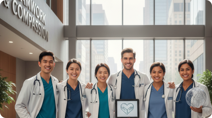 fonction texte et bulles pour photo de médecin IA