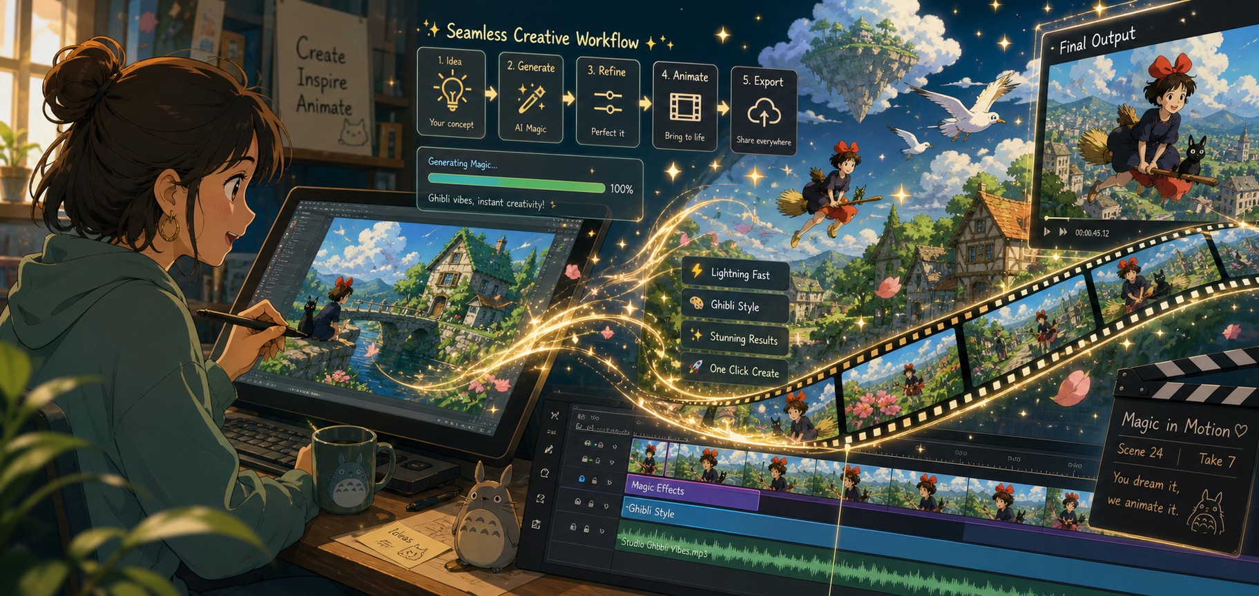A seamless workflow for ghibli style image prompts