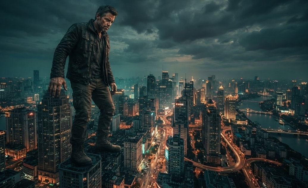 Craft a giant human city prompt with Filmora