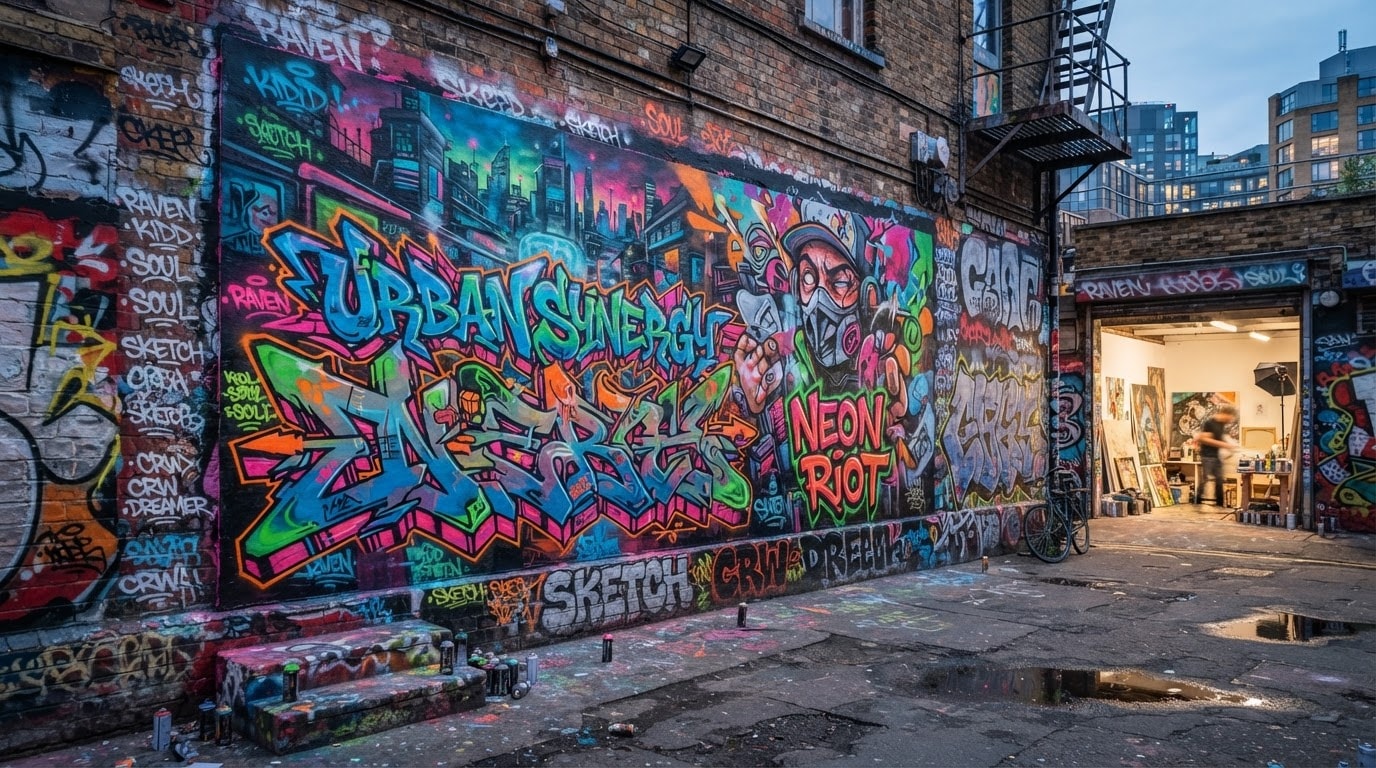 Generate authentic street art with graffiti prompt