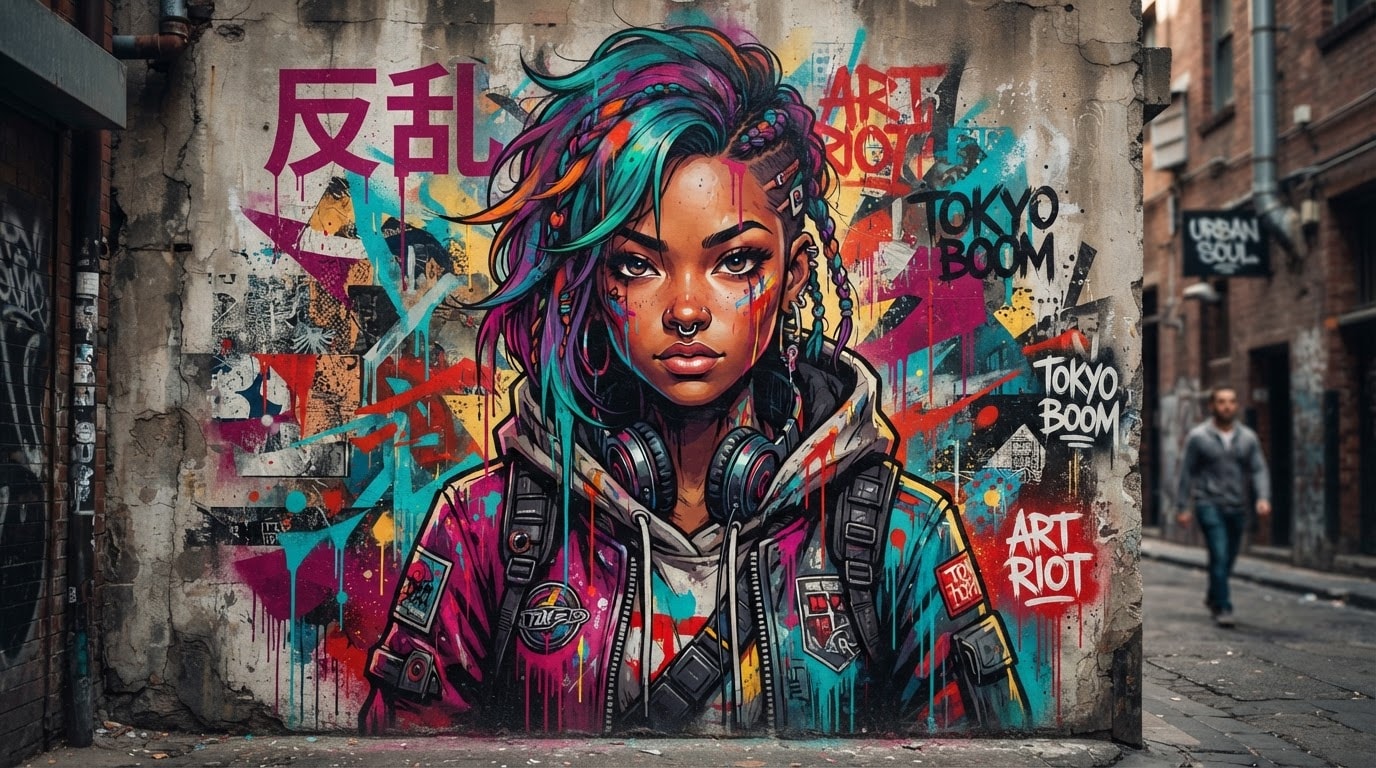 Craft striking graffiti portraits with ai prompts