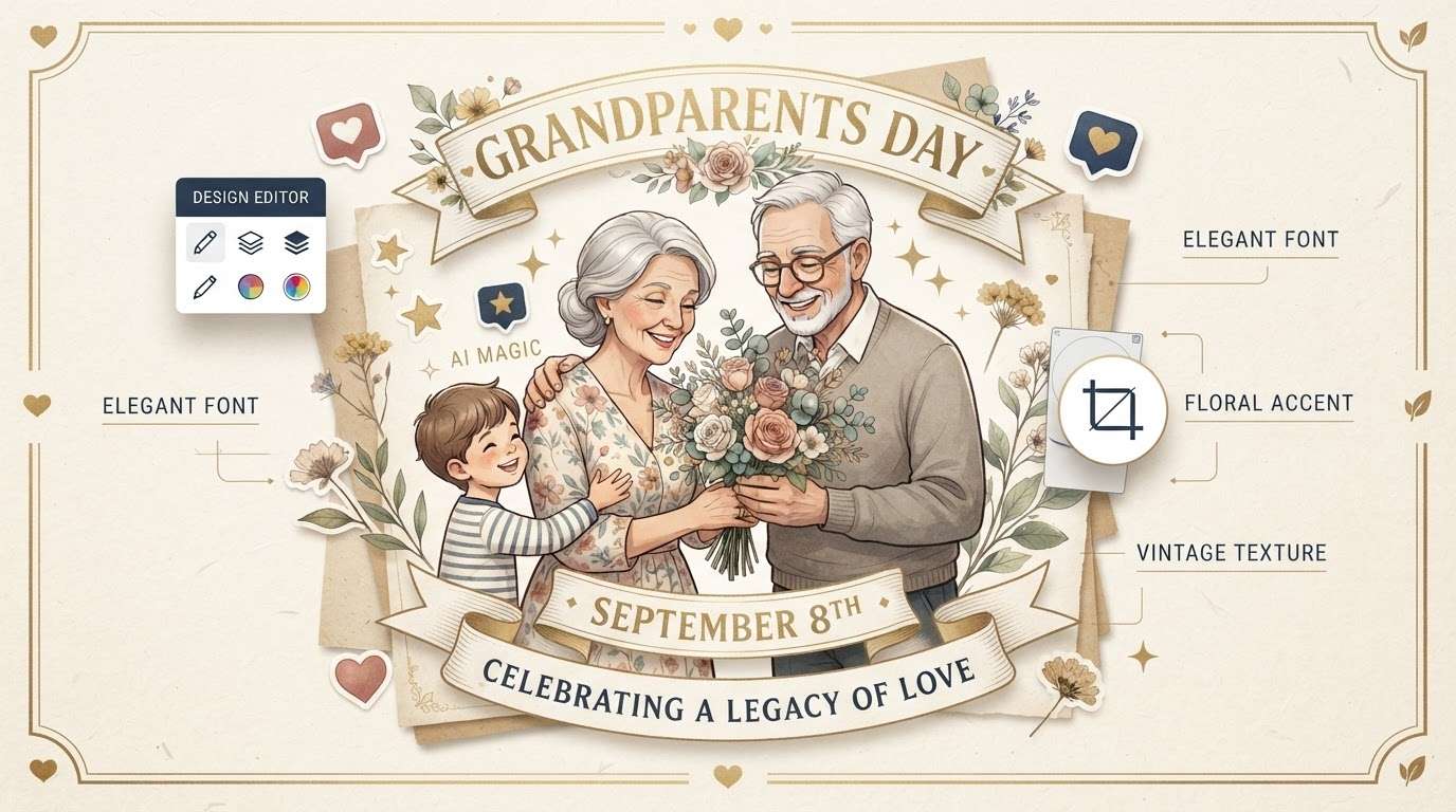 Edit your grandparents day creative poster with all-in-one tools