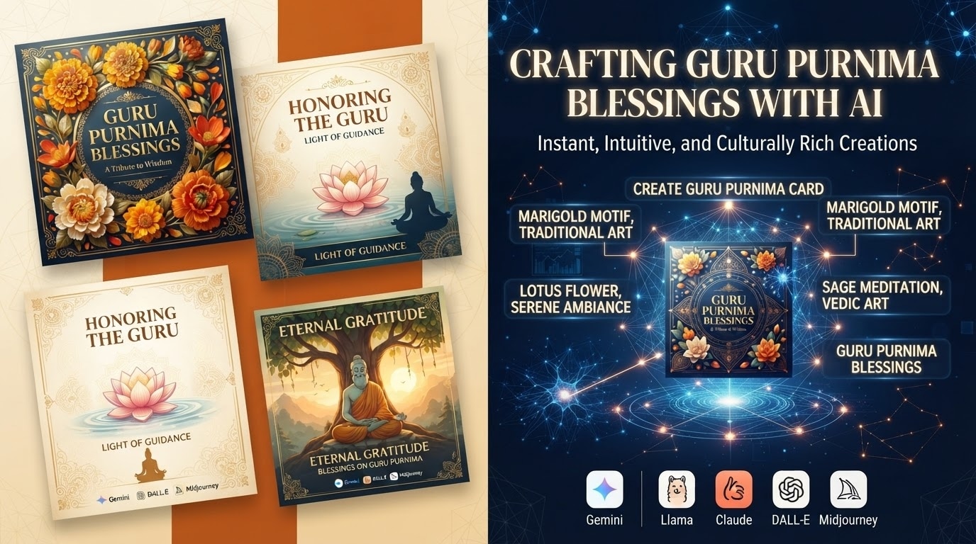 Generate happy guru purnima greeting card with AI