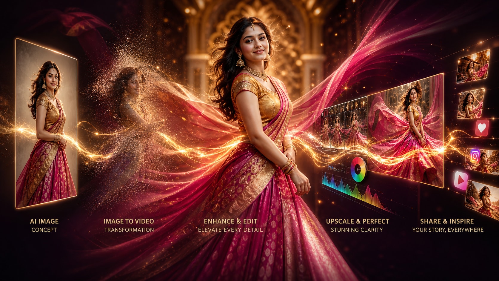 Edit your half saree AI images in Filmora