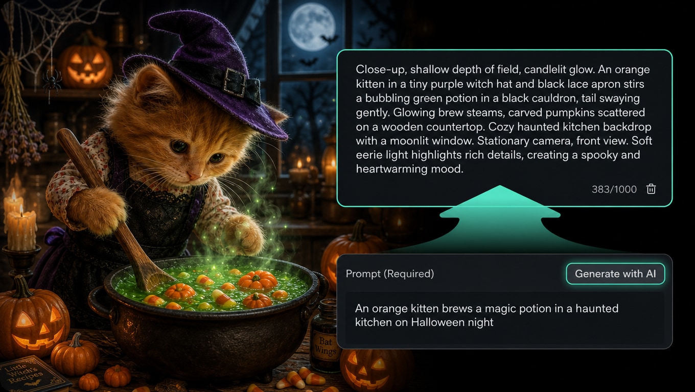 Crear un video de Halloween con IA a partir de un prompt o una imagen en Filmora