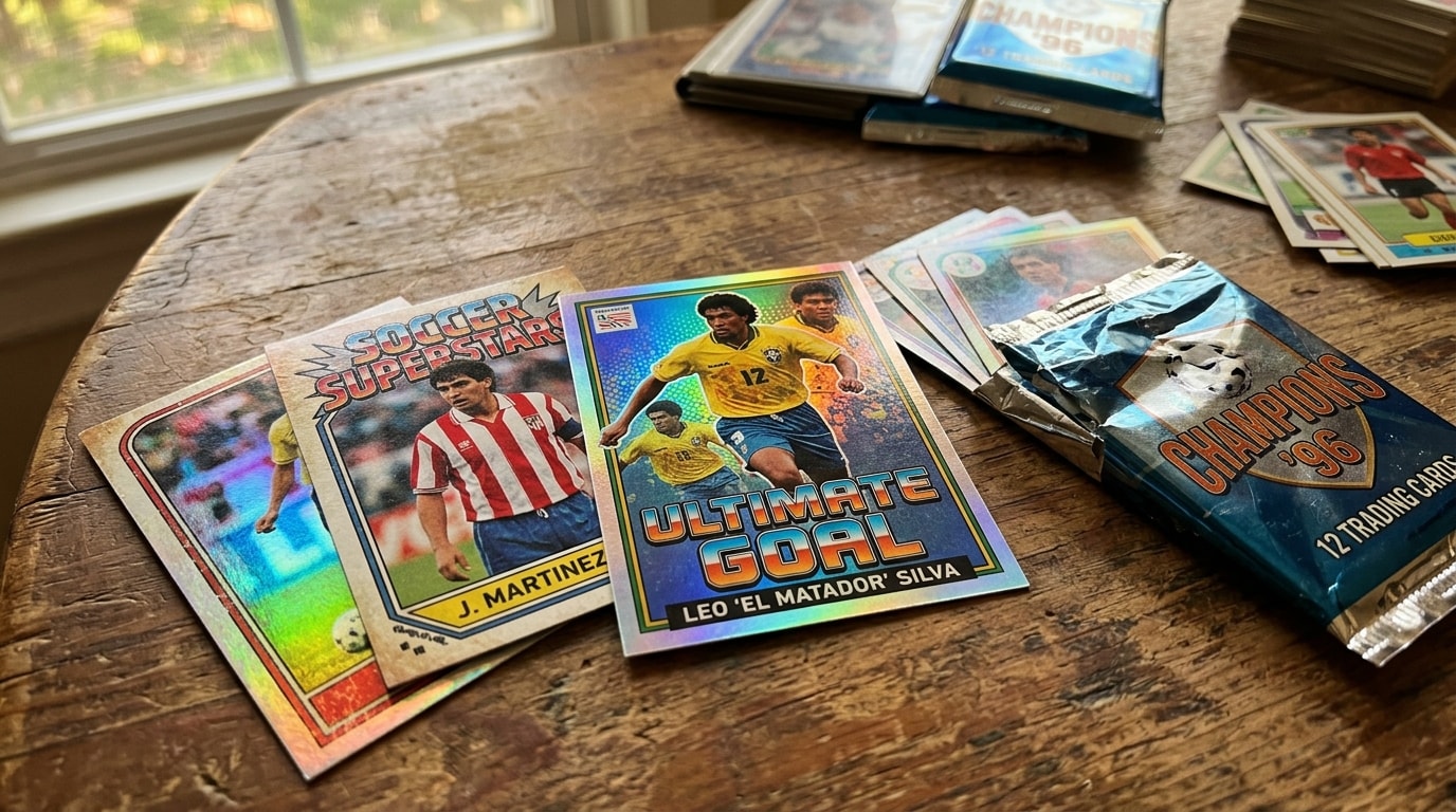 Design a retro football card with AI prompts