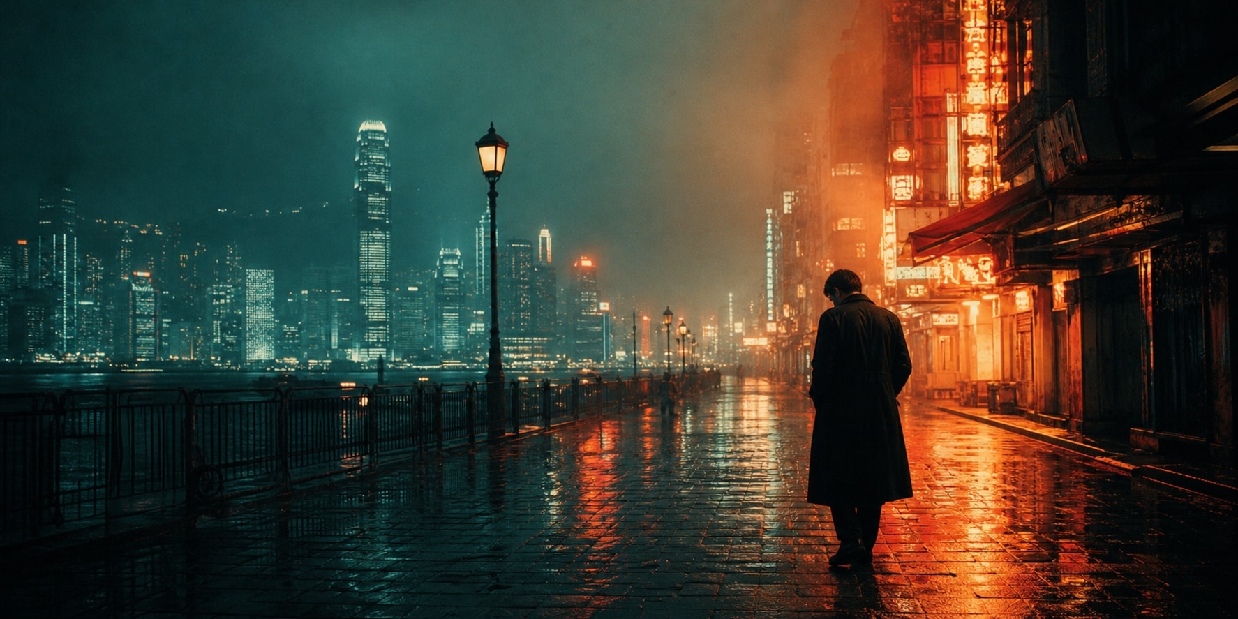 Cinematic color grading with a hong kong retro portrait prompt