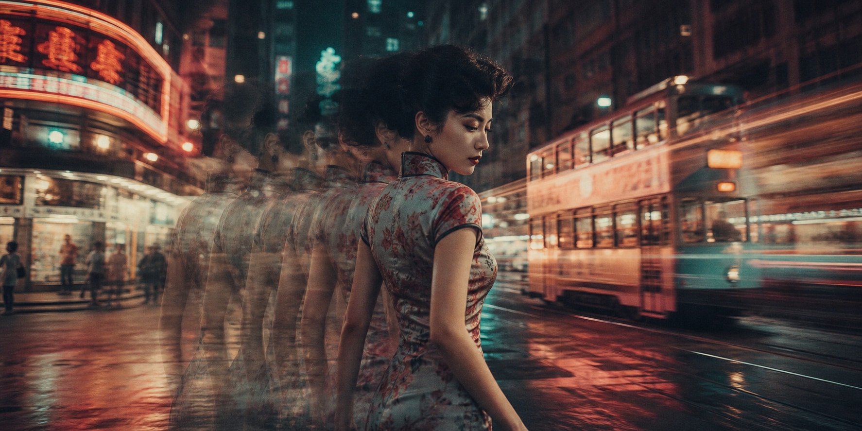 Dynamic storytelling with a photorealistic hong kong retro portrait prompt