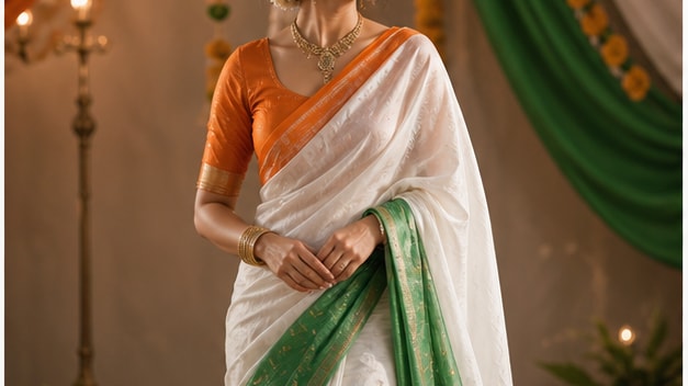 Filmora AI image generator creating Independence Day tricolor outfit prompt visuals