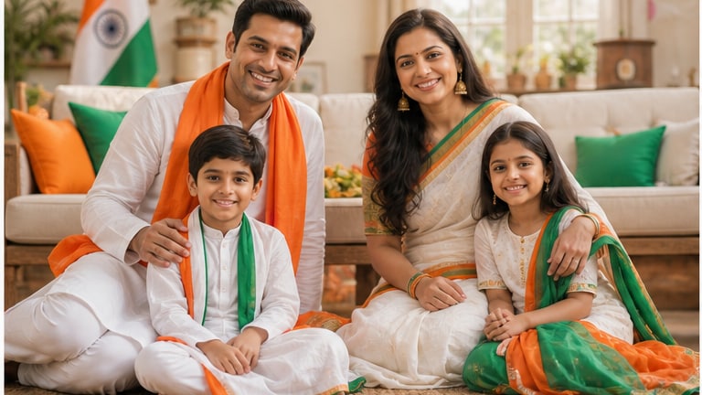 Filmora AI image generator creating India Independence Day family prompt visuals
