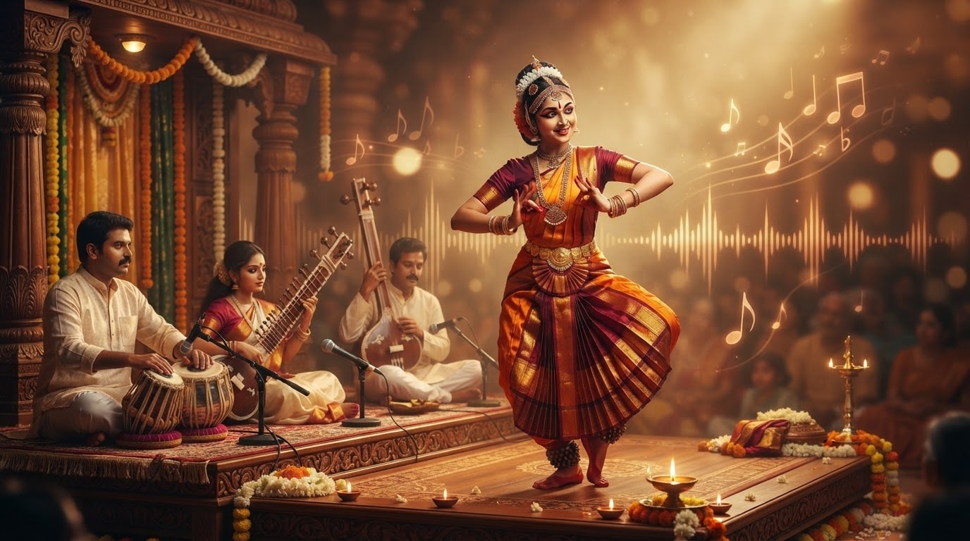 Add music to indian kathak dancers videos