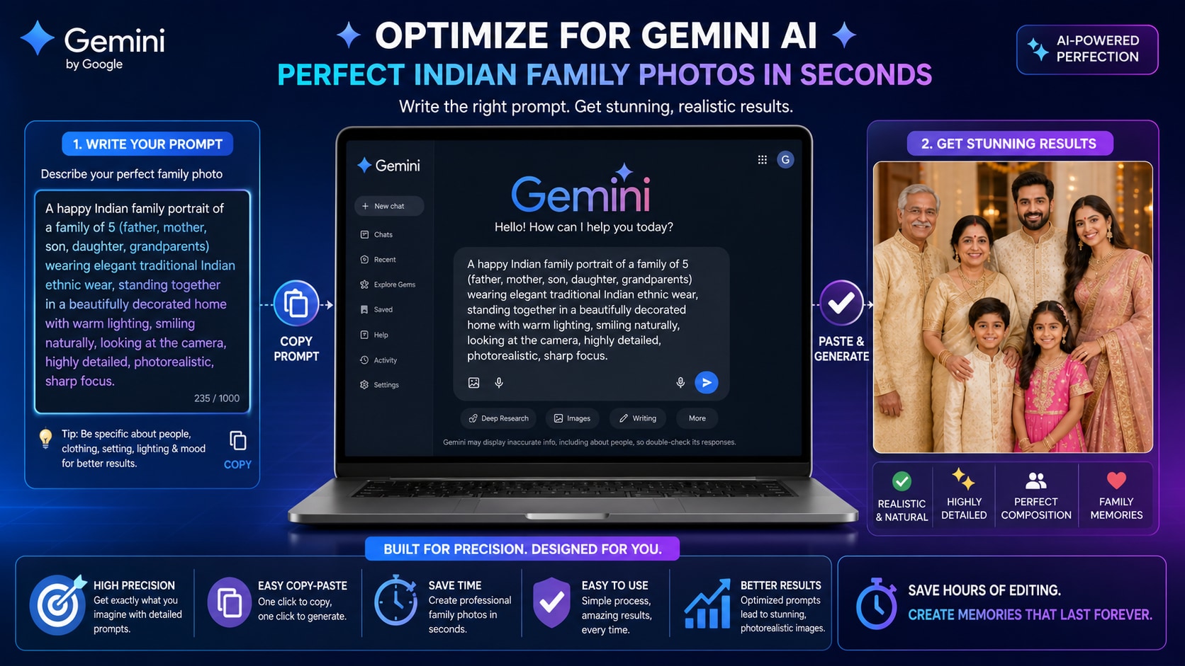 Optimize your Gemini Indian family photo prompt